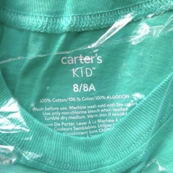 Carter’s Kid Boy tee jersey 8 print animal long sleeve mint green NWT - Picture 7 of 10